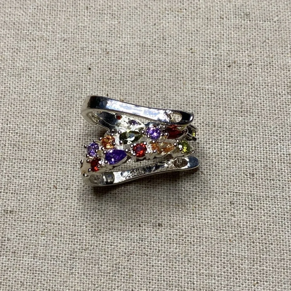 💛 925 Plated Multi Coloured Stone Earrings - Picture 6 of 6